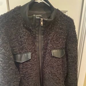 Sherpa and pleather bomber jacket